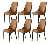 TINGMIAN Juego de 6 Sillas de Comedor Cocina Sillas Laterales Sala Estar con Asiento Cojín Cuero Artificial Suave NAPA Y Patas Metal for Sala Estar Oficina, Cocina Descanso(Brown,Black Gold Feet)