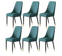 TINGMIAN Juego de 6 Sillas de Comedor Cocina Sillas Laterales Sala Estar con Asiento Cojín Cuero Artificial Suave NAPA Y Patas Metal for Sala Estar Oficina, Cocina Descanso(Blue,Black Gold Feet)