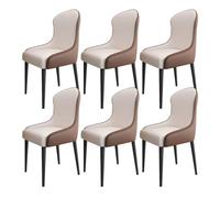 TINGMIAN Juego de 6 Sillas de Comedor Cocina Sillón Sala Estar con Asiento Cojín Cuero Artificial Suave Y Patas Metal for Sala Estar, Oficina, Cocina, Descanso(White+Brown)