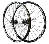 TINGMIAN Juego Ruedas MTB 26/27,5/29 Pulgadas Freno Disco Liberación Rápida Llanta Aleación Doble Capa, Rueda Delantera Trasera for Cassette 7 A 12 Velocidades 32 Agujeros(Black,27.5inch)