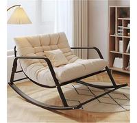 TINGMIAN Mecedora Doble Cómoda Dormitorio con Acolchado Transpirable Y Reposabrazos Sala Estar, Tumbona Jardín Al Aire Libre(Beige,Black Feet)
