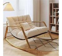 TINGMIAN Mecedora Doble Cómoda Dormitorio con Acolchado Transpirable Y Reposabrazos Sala Estar, Tumbona Jardín Al Aire Libre(Beige,Golden Feet)