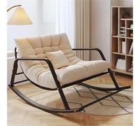 TINGMIAN Mecedora Doble Cómoda Dormitorio con Acolchado Transpirable Y Reposabrazos,Tumbona Jardín Exteriores Moderna Relajante Ergonómica(Beige,Black Feet)