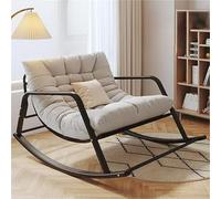 TINGMIAN Mecedora Doble Cómoda Dormitorio con Acolchado Transpirable Y Reposabrazos,Tumbona Jardín Exteriores Moderna Relajante Ergonómica(Gray,Black Feet)