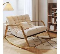 TINGMIAN Mecedora Doble Cómoda Dormitorio con Acolchado Transpirable Y Reposabrazos,Tumbona Jardín Exteriores Moderna Relajante Ergonómica(Beige,Golden Feet)