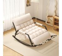 TINGMIAN Mecedora Doble Sala Estar,Acogedora Silla Exterior con Bolsillos Laterales Y Reposabrazos, Ideal For Balcón, Porche Y Patio(Off White,Black Tube)