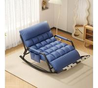 TINGMIAN Mecedora Doble Sala Estar,Acogedora Silla Exterior con Bolsillos Laterales Y Reposabrazos, Ideal For Balcón, Porche Y Patio(Blue,Black Tube)