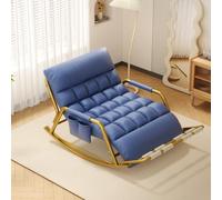 TINGMIAN Mecedora Doble Sala Estar,Acogedora Silla Exterior con Bolsillos Laterales Y Reposabrazos, Ideal For Balcón, Porche Y Patio(Blue,Gold Tube)