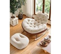 TINGMIAN Mecedora Exterior E Interior con Cojín Acolchado, Cómoda Gran Tamaño For Sala Estar, Patio, Porche Y Dormitorio(Brown)
