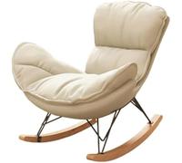 TINGMIAN Mecedora Exterior Reclinable Y Acolchada Gran Tamaño Ideal For Balcón, Porche, Jardín, Sala Estar(Beige)