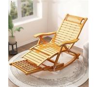 TINGMIAN Mecedora Exterior Sillón Silla Plegable Bambú Madera Maciza For Patio, Playa, Jardín, Césped Y Piscina(A)