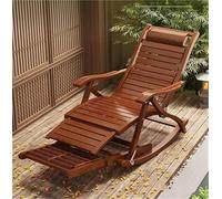 TINGMIAN Mecedora Exterior Sillón Silla Plegable Bambú Madera Maciza For Patio, Playa, Jardín, Césped Y Piscina(B)