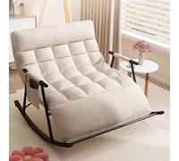 TINGMIAN Mecedora Gran Tamaño Mecedoras Interior Ancha Y Moderna Tapizada Cómoda, Reclinable Doble(Off-White)