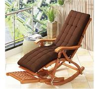 TINGMIAN Mecedora Madera Plegable Tumbona Reclinable Ajustable con Reposabrazos Y Almohada Masaje Pies, Tumbona Exterior for Patio, Césped Y Jardín(Brown)