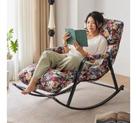 TINGMIAN Mecedora Moderna Interior Y Exterior Tapizada Cómoda con Respaldo Ajustable Ideal For Porche, Jardín Patio Y Sala Estar