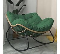 TINGMIAN Mecedora Moderna Patio Silla Exterior con Cojín Acolchado, Sillón Extragrande Mimbre Ratán For Interior, Estructura Metal Y Soportes Grandes(Green)