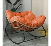 TINGMIAN Mecedora Moderna Patio Silla Exterior con Cojín Acolchado, Sillón Extragrande Mimbre Ratán For Interior, Estructura Metal Y Soportes Grandes(Orange)