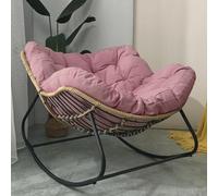 TINGMIAN Mecedora Patio Moderna Silla Exterior con Cojín Acolchado, Sillón Mimbre Ratán Gran Tamaño for Interior, Mecedora Deslizante Estructura De Metal con Soportes Grandes(Pink)