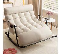 TINGMIAN Mecedora Reclinable Doble Gran Tamaño, Mecedoras De Interior, Ancha Moderna Y Cómoda Tapizada(Off White)