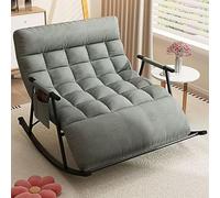TINGMIAN Mecedora Reclinable Doble Mecedora Mecedora Gran Tamaño Mecedoras Interior, Mecedora Ancha Moderna Y Cómoda Mecedora Tapizada(Grey,Black Leg)