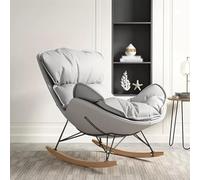 TINGMIAN Mecedora tapizada para dormitorio interior, mecedora moderna y cómoda, silla de salón para balcón, silla de sofá, reclinable de camping al aire libre, sillas ergonómicas (gris)