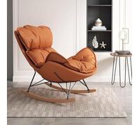 TINGMIAN Mecedora tapizada para dormitorio interior, mecedora moderna y cómoda, silla de salón para balcón, silla de sofá, reclinable de camping al aire libre, sillas ergonómicas (naranja)