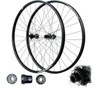 TINGMIAN Ruedas MTB 26/27,5/29 Pulgadas Rodamientos Sellados Trinquete Aleación Aluminio 54T, Llanta Ciclismo Bicicleta con Eje Pasante 110 148 Mm 28 Orificios(Black-B Hub,26 INCH)