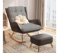 TINGMIAN Sillón Mecedor Tapizado Moderno Sillón Mecedor con Respaldo Alto Y Reposabrazos, Ideal For Sala Estar Y Dormitorio(Brown)