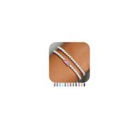 TINGN 2 pulseras de piedras natales delicadas para mujer, regalo de San Valentín, pulsera elástica de perlas chapada en oro de 14 quilates, joya moderna para amistad y regalo de cumpleaños para