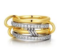 TINGN Anillo apilable de oro para mujer, delicado anillo de oro con circonita cúbica, anillos de pulgar mixtos, no se deslustran, anillos entrelazados para mujeres con ansiedad, P1/2=57mm (18.1mm),US