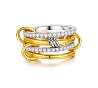 TINGN Anillos apilables para mujer, chapados en oro de 14 quilates, resistentes al agua, juego de anillos dorados, anillo para el pulgar, anillo hipoalergénico para mujeres y hombres, 52 mm
