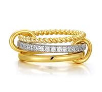 TINGN Anillos apilables para mujer, chapados en oro de 14 quilates, resistentes al agua, juego de anillos dorados, anillo para el pulgar, anillo hipoalergénico para mujeres y hombres, 57