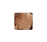 TINGN Cadena de corazón para mujer, chapado en oro de 14 K, con colgante de corazón, elegante, collar de corazón para mujeres y niñas, Cobre