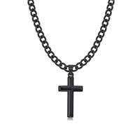 TINGN Cadena de cruz para hombres y niños plata oro colores acero inoxidable simple cruz colgante collar para hombre joyería simple ataúd cadena 16"-24" regalos de cruz cristiana bautismo, 24 inch