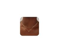 TINGN Cadena de Oro con Letras Personalizadas - Capas de 14 Quilates, Monograma Minúsculo A-Z, Colgante, Gargantilla para Mujer y Niña