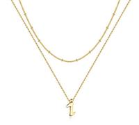 TINGN Cadena de Oro en Capas con Letras, Chapado en Oro de 14K, Diminutas Letras de Monograma A-Z Colgante Cadena Choker Cadena Personalizada de Letras Regalos para Mujeres Adolescentes Niñas, Oro