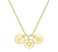 TINGN Cadena de oro para mujer - 14 K oro chapado en oro corazón collar doble cadena cadena con letras A-Z discos monograma regalos personalizados para mujeres, mamá, novia, niñas, joyas para mujer