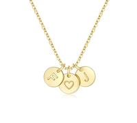 TINGN Cadena de oro para mujer - 14 K oro chapado en oro corazón collar doble cadena cadena con letras A-Z discos monograma regalos personalizados para mujeres, mamá, novia, niñas, joyas para mujer