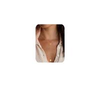 TINGN Cadena de oro para mujer, chapado en oro de 14 quilates, collar en forma de Y, colgante de corazón, collar largo y delicado, joyería de oro para mujer, Cobre