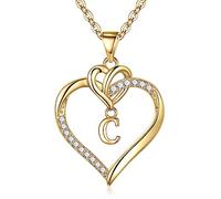 TINGN Collar de Corazón para Mujer, Chapado en Oro de 14 Quilates Cadena con Letras C para Mujer Collar con Inicial Collar de Corazón de Oro Joyería de Mujer Regalo para Mujer Adolescente Niña Mamá