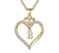TINGN Collar Mujer Colgante Corazón, Cadena Oro Corazón con Letras Joyas Mujer Inicial B Cadena Oro Mujer Regalo para Mujer Mamá Novia Cumpleaños Navidad San Valentín Regalos Cadenas Joyas de Mujer