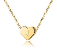 TINGN Collar Mujer de Iniciales en Forma de Corazón de 14K Oro Relleno, Collar de Iniciales para Niños y Niñas Pequeños
