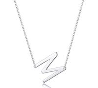 TINGN Collar para mujer de plata 925, cadena de plata hipoalergénica con letra A-Z, colgante lateral S925, cadena de plata de ley S925, regalo de cumpleaños para mujeres, novia, mamá, joyas, 1