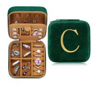 TINGN Joyero Inicial C Pequeño Personalizado para Mujer - Regalo de Cumpleaños, Navidad, Día de la Madre, Boda - Travel