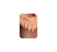 TINGN Juego de 3 pares de aretes de aro chapados en oro de 14 quilates para mujer, hipoalergénicos, ligeros, colgantes, regalos de joyería para mujeres, adolescentes y niñas