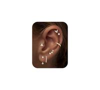 TINGN Juego de 7 pares de aretes de aro para mujer, chapados en oro de 14 quilates, hipoalergénicos, pequeños, múltiples, juego de aretes delicados, bonitos aretes de regalo, Cobre