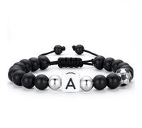 TINGN Pulsera de fútbol para hombre y niño - 8 mm pulseras de fútbol para niño pulsera con letras A-Z pulseras de perlas accesorios de fútbol para hombres, regalos de cumpleaños para hombres, niños