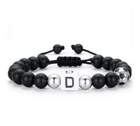 TINGN Pulsera de fútbol para hombre y niño - 8 mm pulseras de fútbol para niño pulsera con letras A-Z pulseras de perlas accesorios de fútbol para hombres, regalos de cumpleaños para hombres, niños