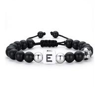 TINGN Pulsera de fútbol para hombre y niño - 8 mm pulseras de fútbol para niño pulsera con letras A-Z pulseras de perlas accesorios de fútbol para hombres, regalos de cumpleaños para hombres, niños