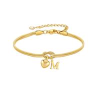 TINGN Pulsera de oro para mujer y niña - Pulsera de nudo chapado en oro de 18 quilates con letras personalizadas con colgante de corazón pulseras de nudo de amor pulseras regalos de dama de honor para